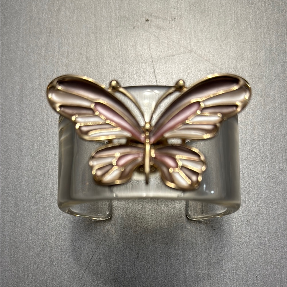 Chic Butterfly Cuff Bracelet - Gold & Pink